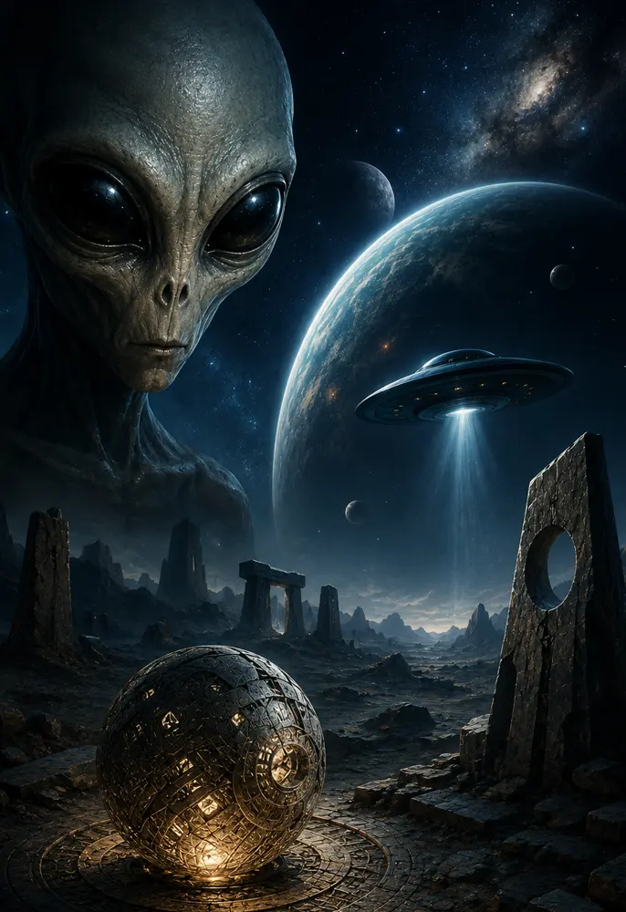 Visual representation of Enigmi alieni for AI voice generator